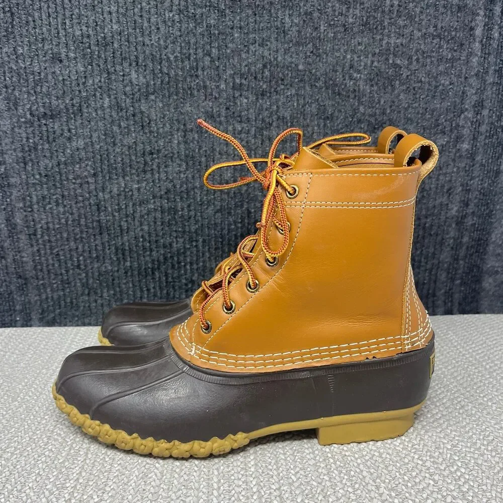 L.L. Bean Original Bean Duck Boots Brown Leather Rubber Women’s 10 8” Rain